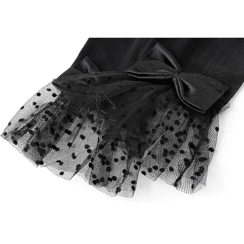 Women's Bow Gloves Black Short Lace Evening Wedding Accessories Party Prom